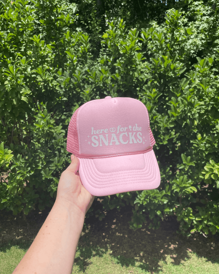 Here for the Snacks Pink Trucker Hat
