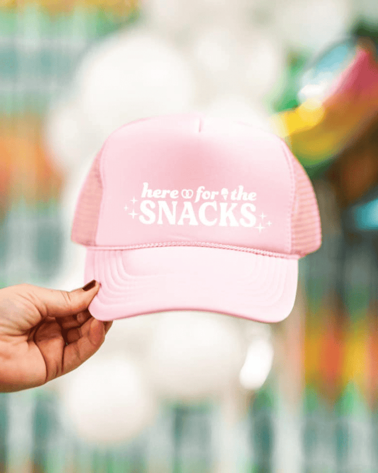 Here for the Snacks Pink Trucker Hat